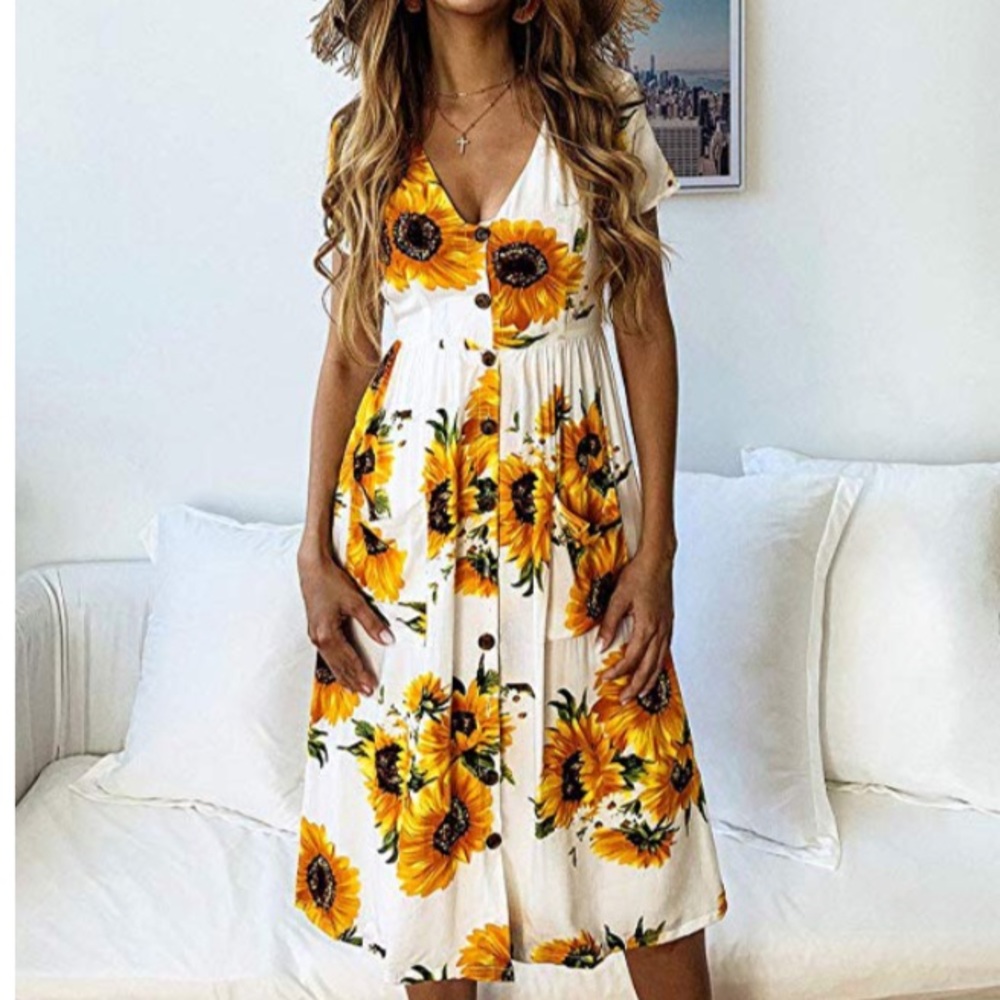🌻ANALISA Womens Sunflower Summer Dress🌻 - Picture 2 of 3